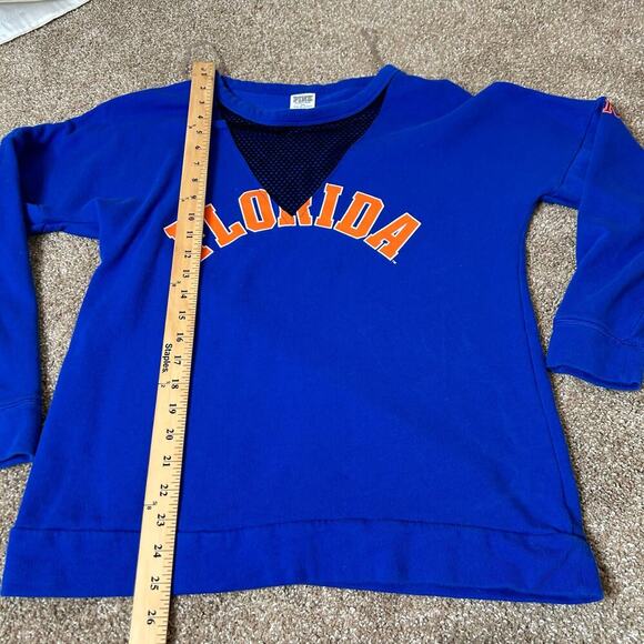 Victoria's Secret PINK Florida Gators sweatshirt Mesh V-Neck Blue/Orange Boxy XS - Picture 7 of 9